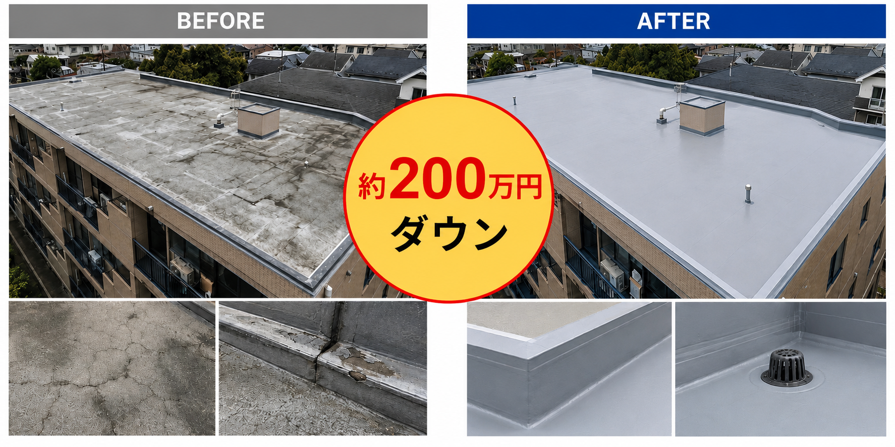 防水工事で工務店の見積より約200万円ダウン