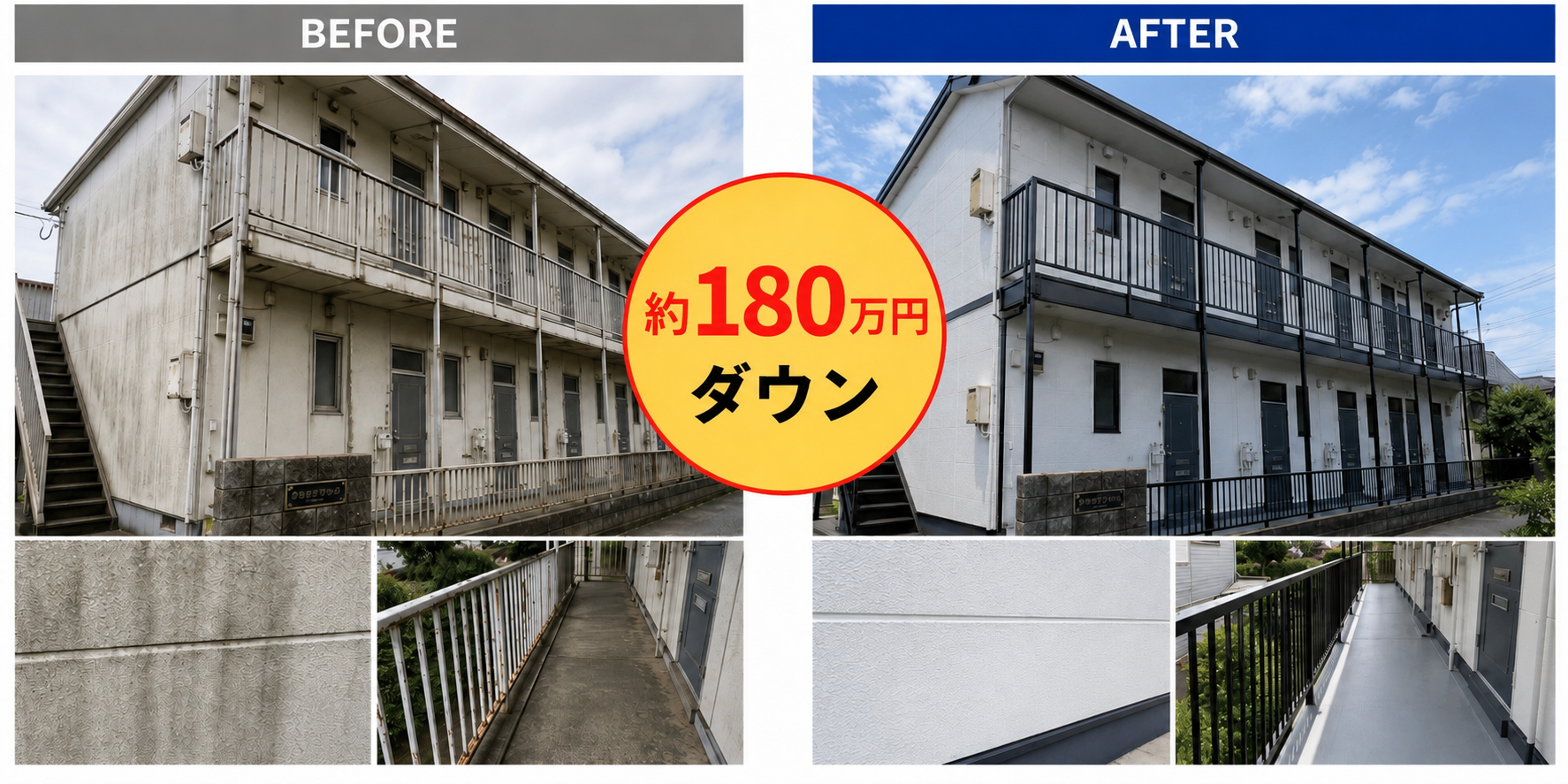 アパート修繕工事で管理会社経由の見積より約180万円ダウン